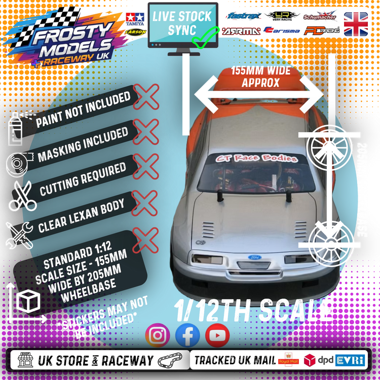 GT12 Supastox Clear Bodies - 155mm Wide by 205mm Wheelbase