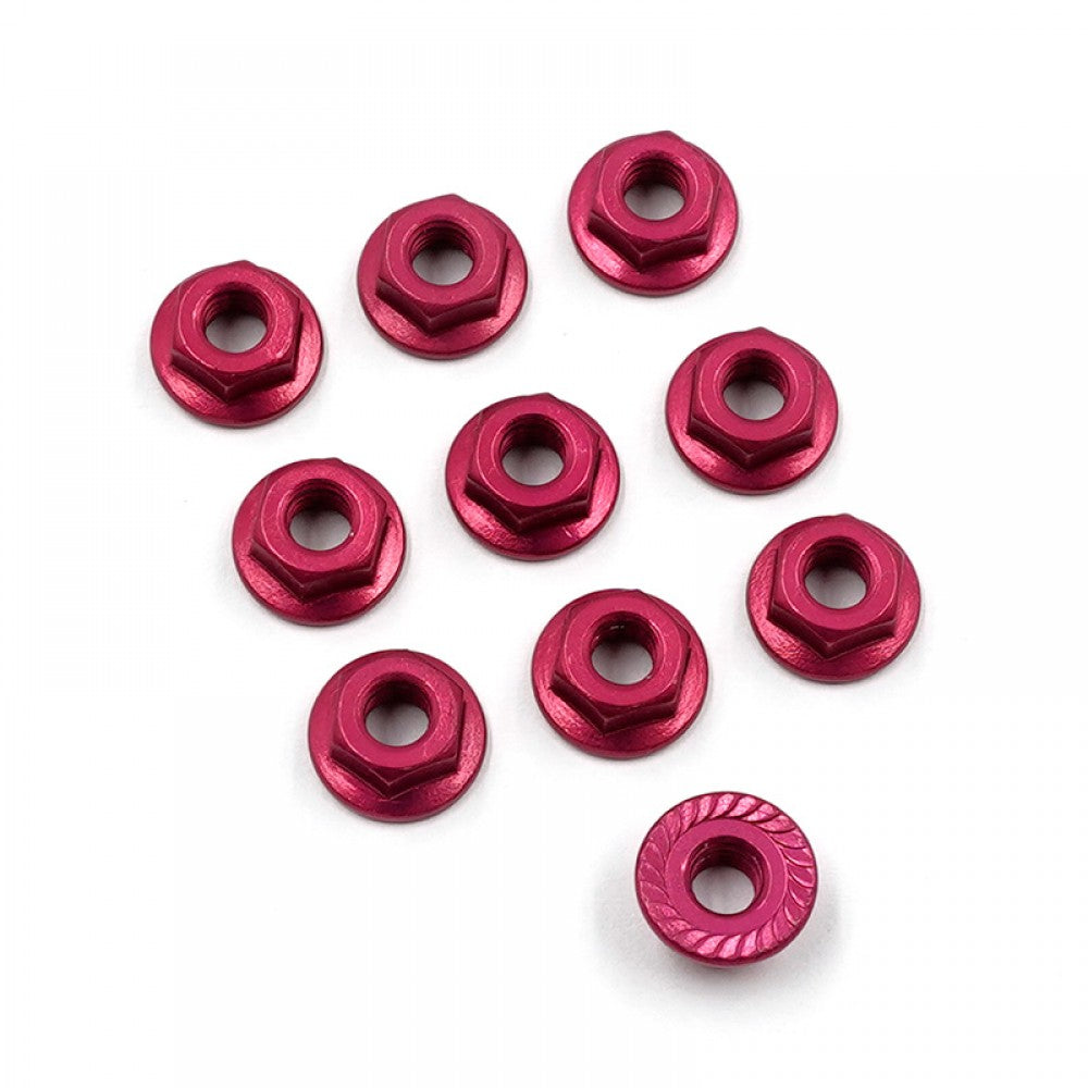 Yeah Racing - M4 1/10 WHEEL NUTS - RED SERRATED ALUMINIUM (10PC) LN-M4S-RD