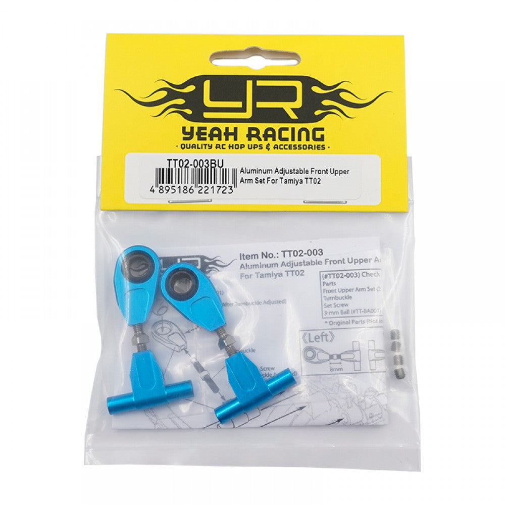 YEAH RACING - Aluminum Adjustable Front Upper Arm Set For Tamiya TT02 - TT02-003BU
