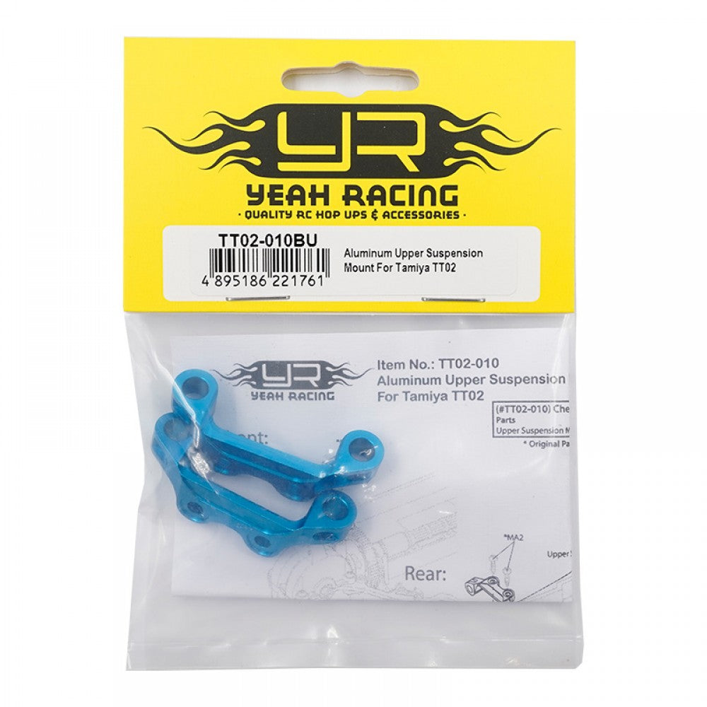 YEAH RACING - Aluminum Upper Suspension Mount For Tamiya TT02 - TT02-010BU