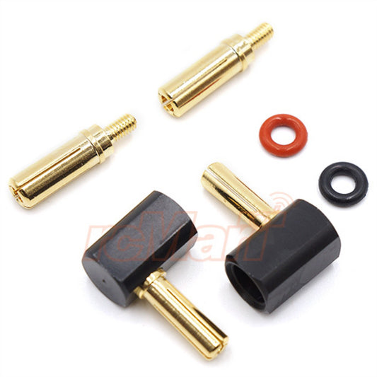 YEAH RACING - RC Easy Pull Heatsink 4mm & 5mm Bullet Connectors BLACK (90degre Right Angle Plug) WPT-0121 (FITS UNDER EURO TRUCK BODY)