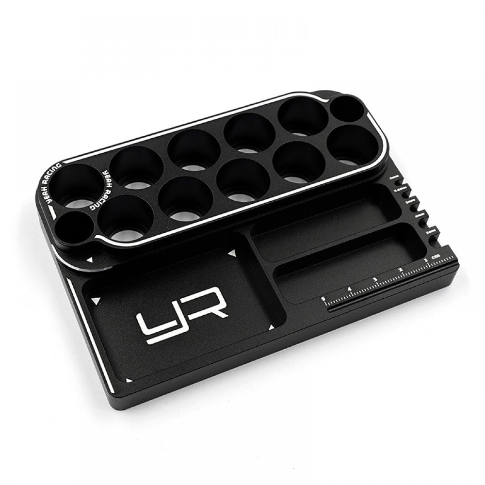 YEAH RACING - Aluminum RC Tool Wrench Driver Stand (L 12.5 X W 9 X H 1 (1.8) cm) - YT-0236BK