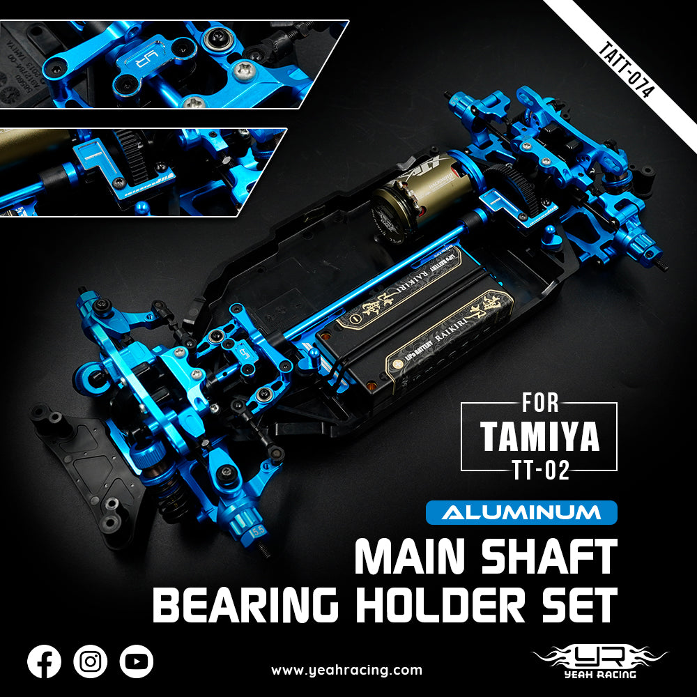YEAH RACING - Aluminum Main Shaft Bearing Holder Set For Tamiya TT02 Series - TATT-074BU