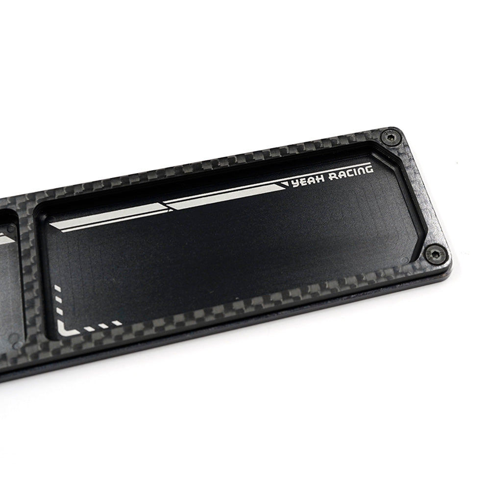 YEAH RACING - RC Aluminum & Carbon Screw Tray - L18cm x W4.2cm x H0.6cm - YT-0237BK