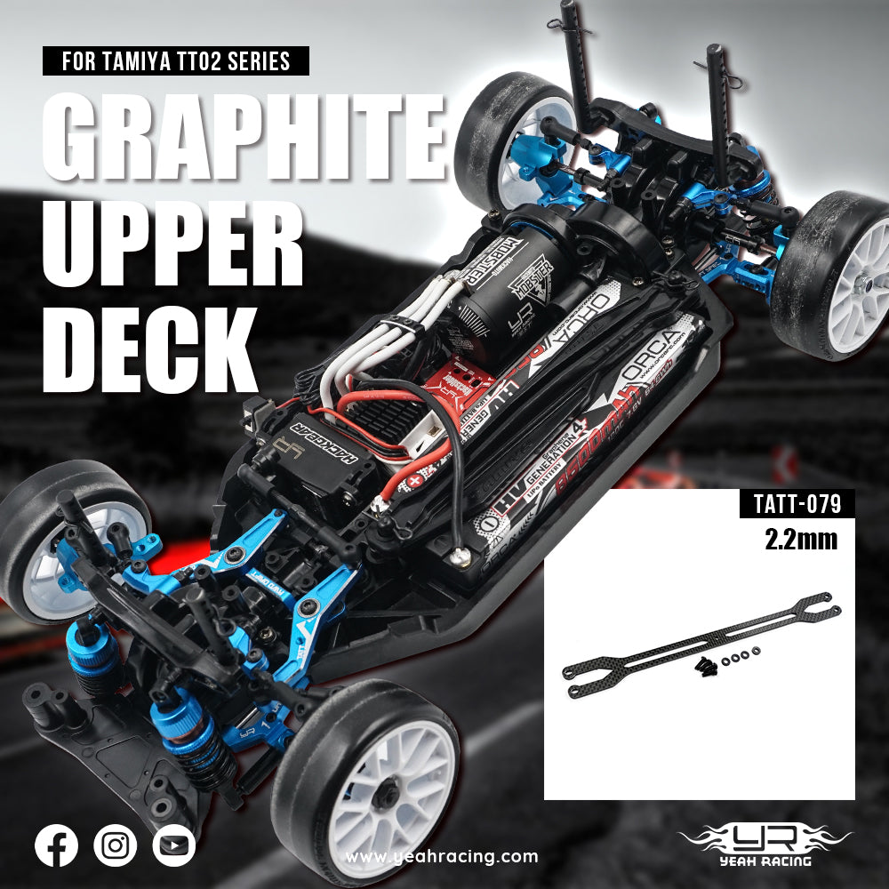 YEAH RACING - 2.2mm Graphite Upper Deck For Tamiya TT02 Series - TATT-079BK