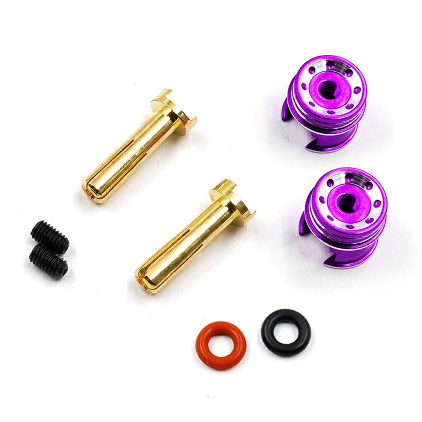 YEAH RACING - RC Easy Pull Heatsink 4mm Bullet Connectors PURPLE (90degre Right Angle Plug) WPT-0159PP (FITS UNDER EURO TRUCK BODY)