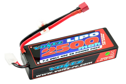 VOLTZ - RC CAR LIPO BATTERY 2500MAH 2S 7.4V 40C HARDCASE STICK PACK W/DEANS VZ0304