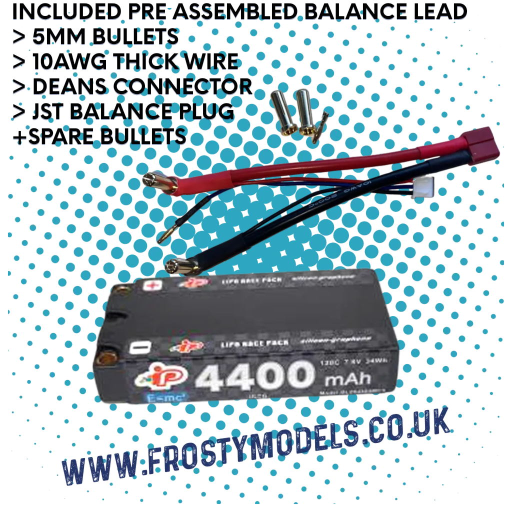 INTELLECT - SHORTY 93mm LIPO BATTERY LIHV 4400MAH 120C 2S 18.5MM 7.6V (5MM BALANCE LEAD) - IPBL2S4400MC3