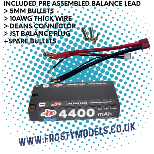 INTELLECT - SHORTY 93mm LIPO BATTERY LIHV 4400MAH 120C 2S 18.5MM 7.6V (5MM BALANCE LEAD) - IPBL2S4400MC3