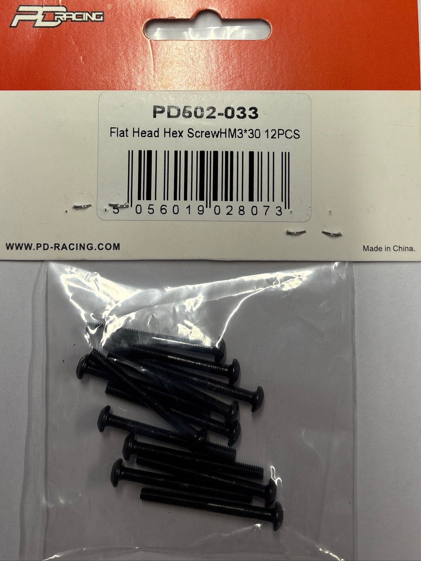 PD RACING SPARES - 1/10TH TK10 & TR10 - Flat Head Hex Screw HM3*30 6PCS - PD502-033