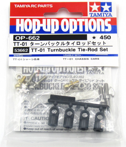 TAMIYA - 53662 RC TT01E / TT02 ADJUSTABLE STEERING TRACKING TIE RODS (INC'S SPANNER & FIXINGS)