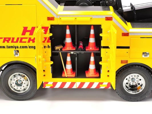 Tamiya - 56558 1/14 Tractor Truck Accessories Set - Cones, Shovel, Fire Extinguisher & Stickers (Unpainted)