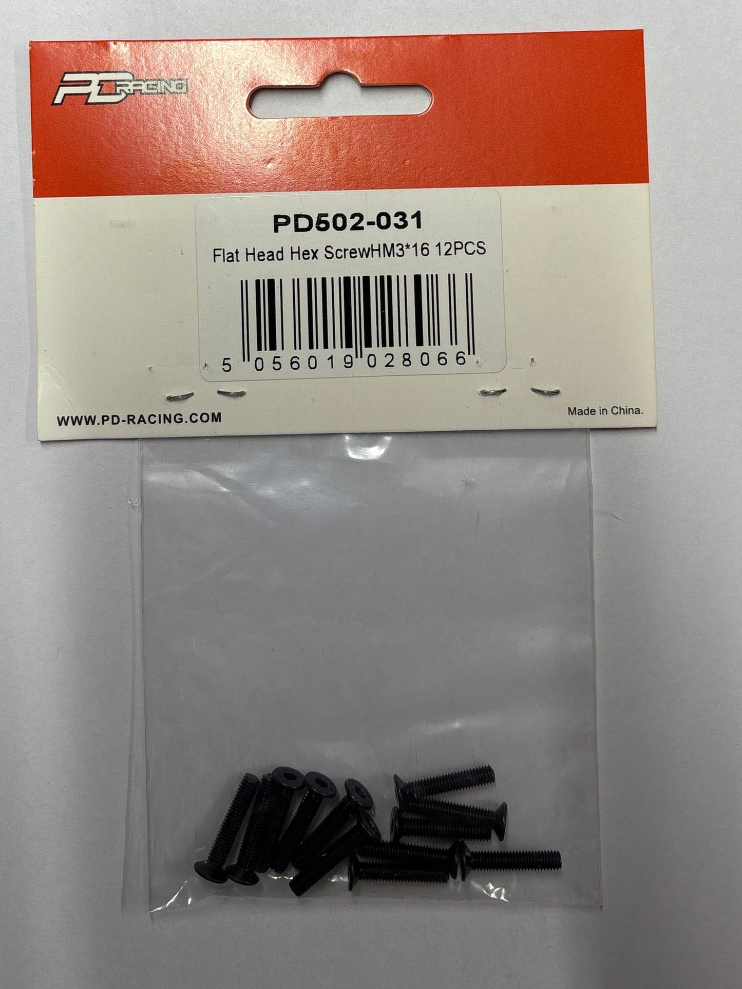 PD RACING SPARES - Flat Head Hex Screw M2.5 X 16MM 12PCS - PD502-031