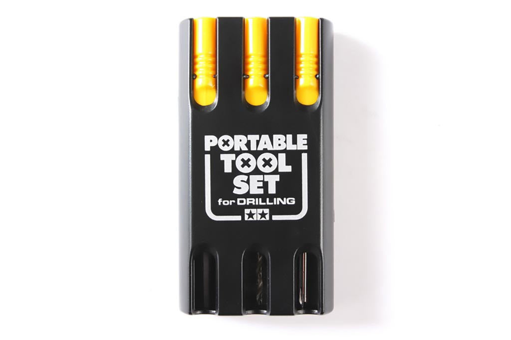 TAMIYA 74057 - RC PORTABLE TOOLS SET (2MM DRILL, 2MM DRIVER & REAMER) & CASE