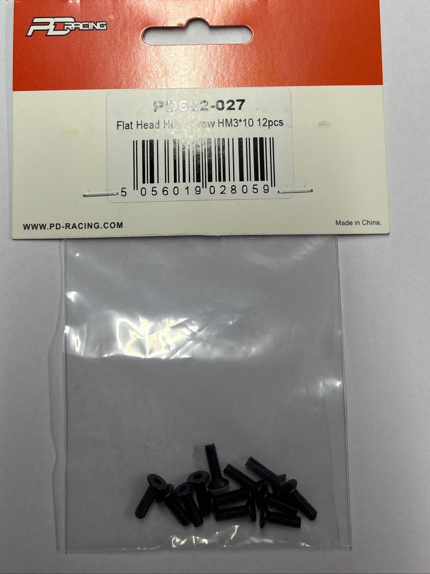 PD RACING SPARES - 1/10TH TK10 & TR10 - Flat Head Hex Screw HM3*10 12PCS - PD502-027