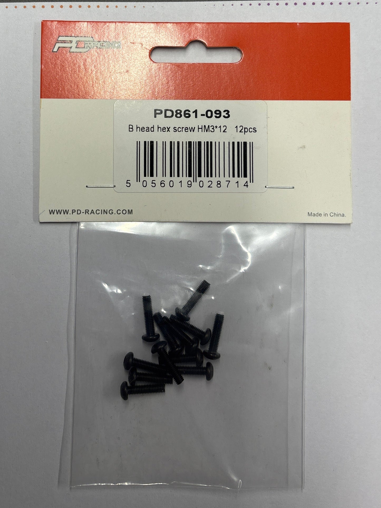 PD RACING SPARES - 1/10TH TK10 & TR10 - B head hex screw HM3*12   12pcs - PD861-093
