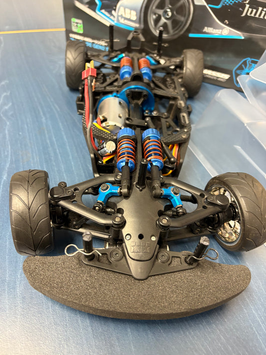 Tamiya - 58681 (Nearly New) RC Formula E Gen2 1/10 4wd Car TC01 (with upgrades and unpainted body - Brushless 10.5T Motor & M-tronics ESC Included)