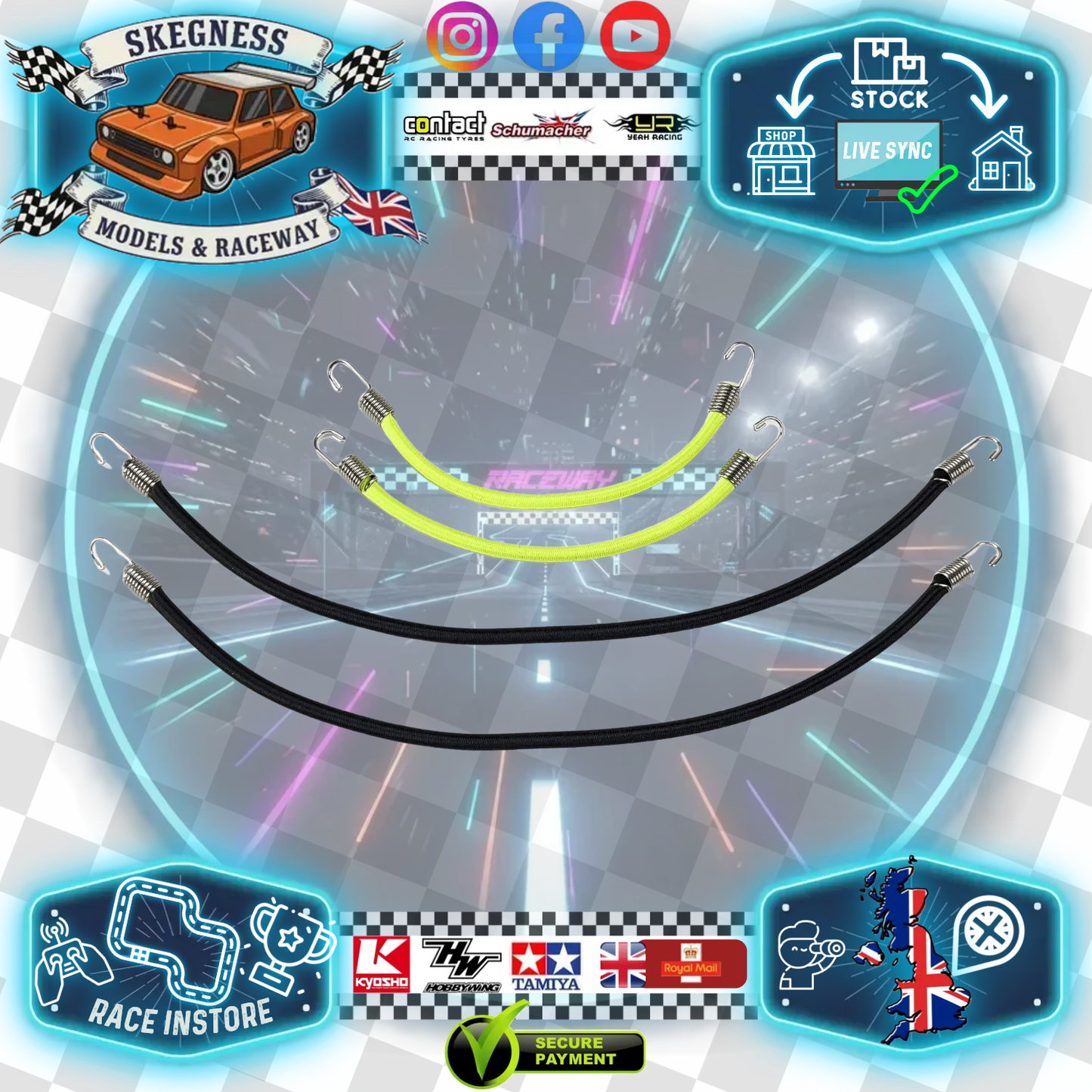 RC Overhaul - RC Rock Crawler Accessories - Luggage Strap / Bungee Pack (pk4) G-RCO-CR019