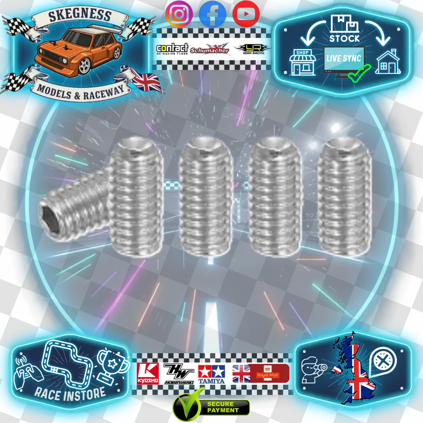 M3 x 6mm long - Grub Screws Stainless Steel x5