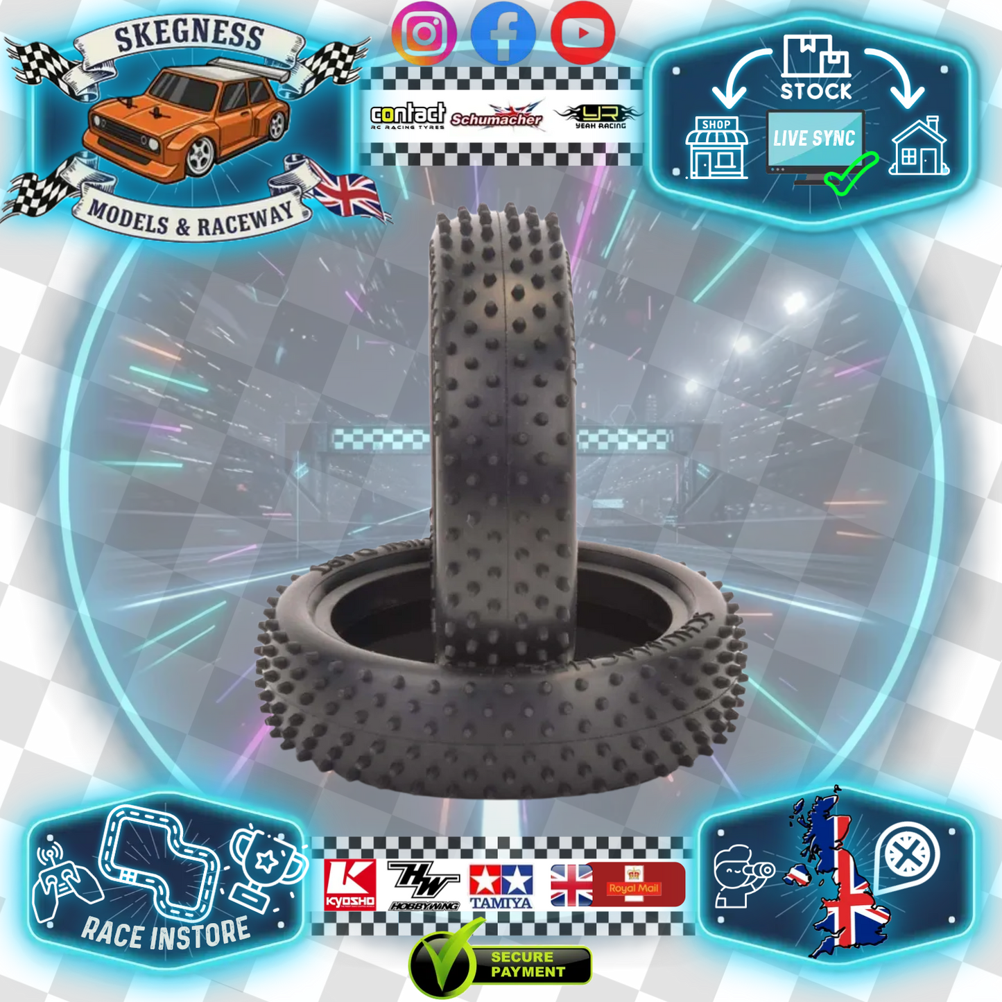 SCHUMACHER - MINI DART - 1/10 2.2IN BUGGY TYRE/TIRES - 2WD FRONT - YELLOW - U6824 (Carpet & Astro)