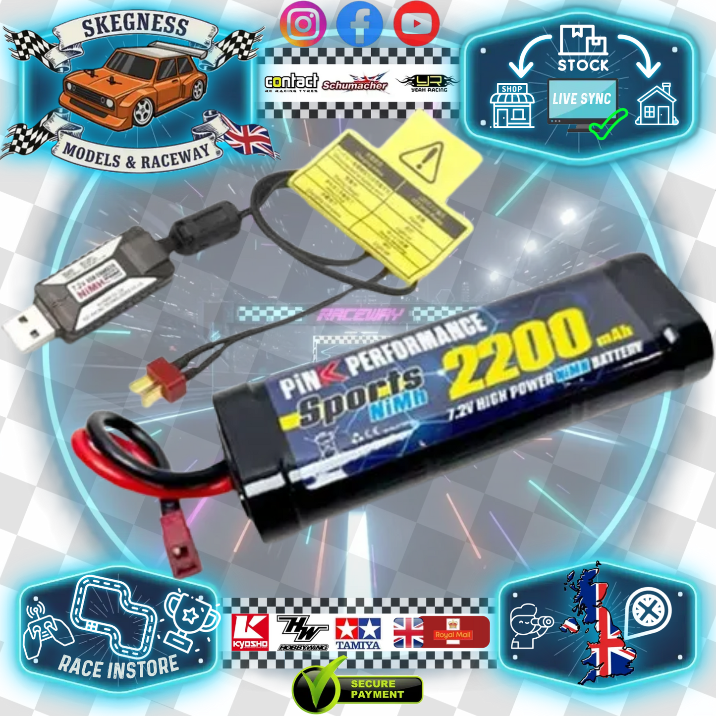 COMBO Charger USB 1.0A - Battery 7.2V 2200mah (72204+PP2-2200D) Deans