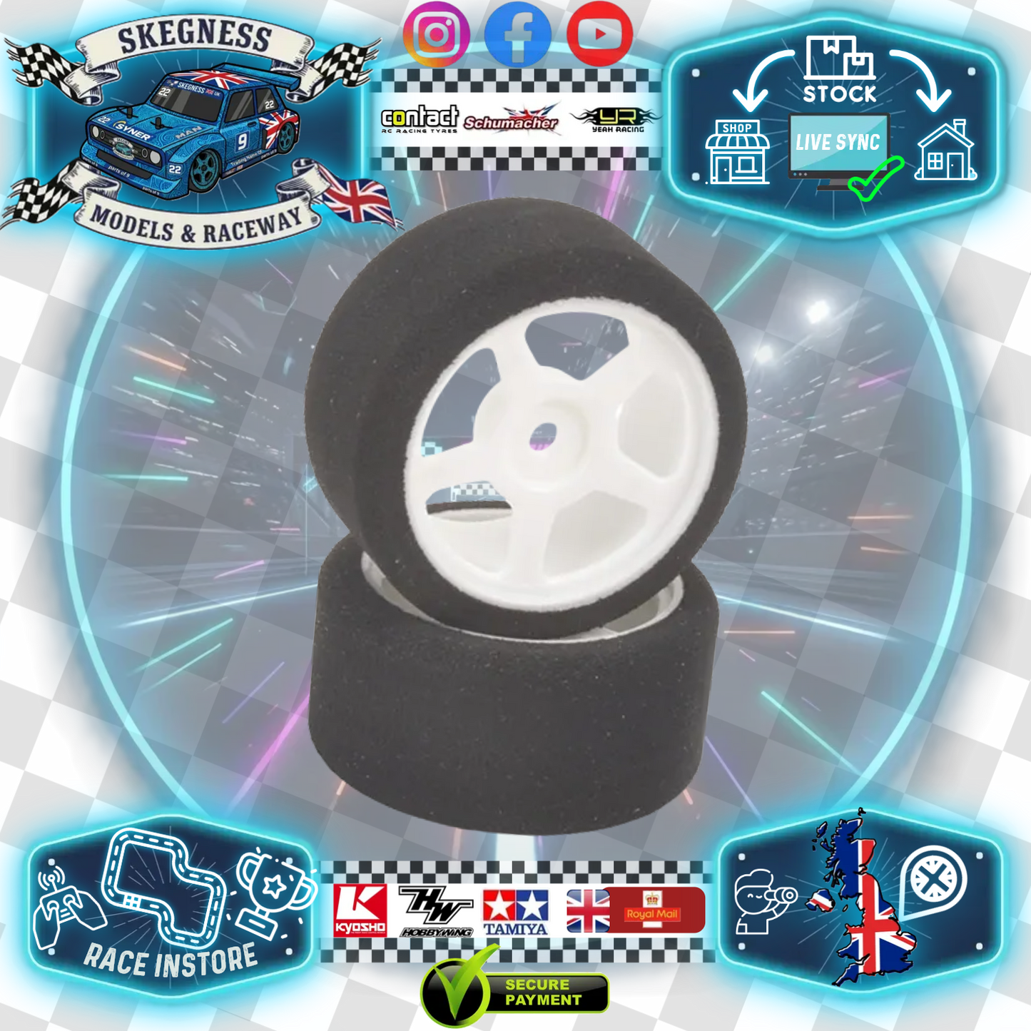 Contact - M-Chassis MTC Mini Touring 35Sh A Foam Tyres / Tires - Dia 52.5mm - JN35A