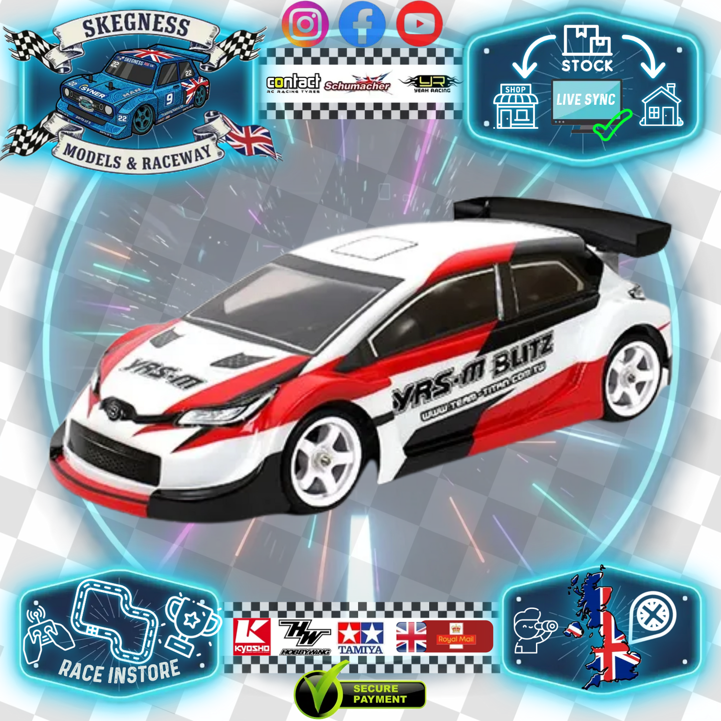 BLITZ - Toyota Yaris YRS-M 1/10 MTC Chassis 0.5mm thick Light Weight - 225mm WB / 165mm Wide - 60913-05