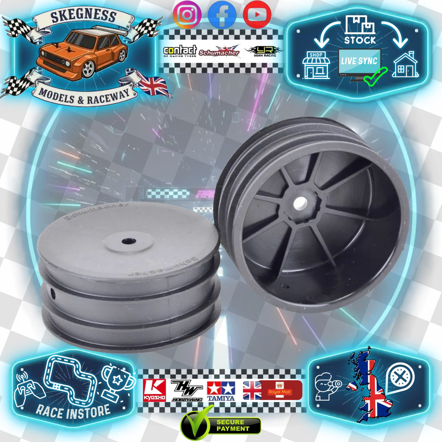 SCHUMACHER 1/10 BUGGY 2.2IN 12MM HEX WHEELS - 4WD/2WD/SLIM - FRONT/REARS - MULTI LISTING - ALL COLOURS