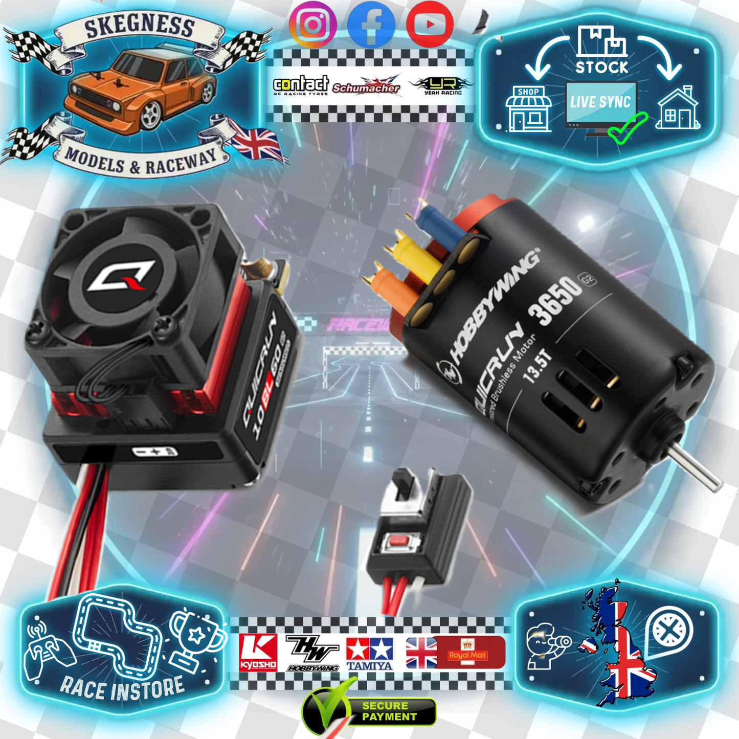 Hobbywing - QuickRun COMBO QR10BL60-SD ESC & Brushless Motor G2+QR3650SD 17.5T G2 - HW30803202