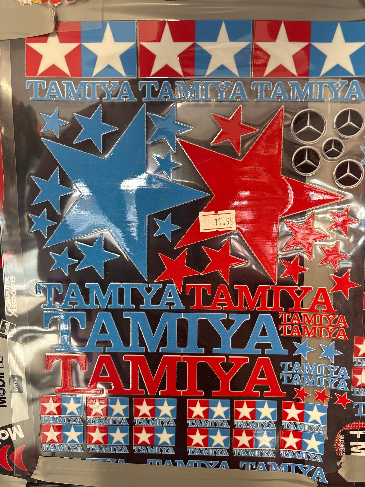 Tamiya - UV Sticker Decal Sheet - A4 Clear (Stars and Logos) FM4 (plus Merc badges)