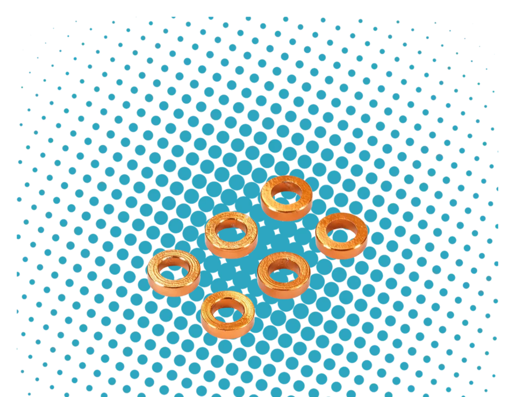 FASTRAX M3 FLAT WASHER/SPACER GOLD 1.5MM THICK (6PC) ANNODISED ALUMINUM - FAST142-3-G