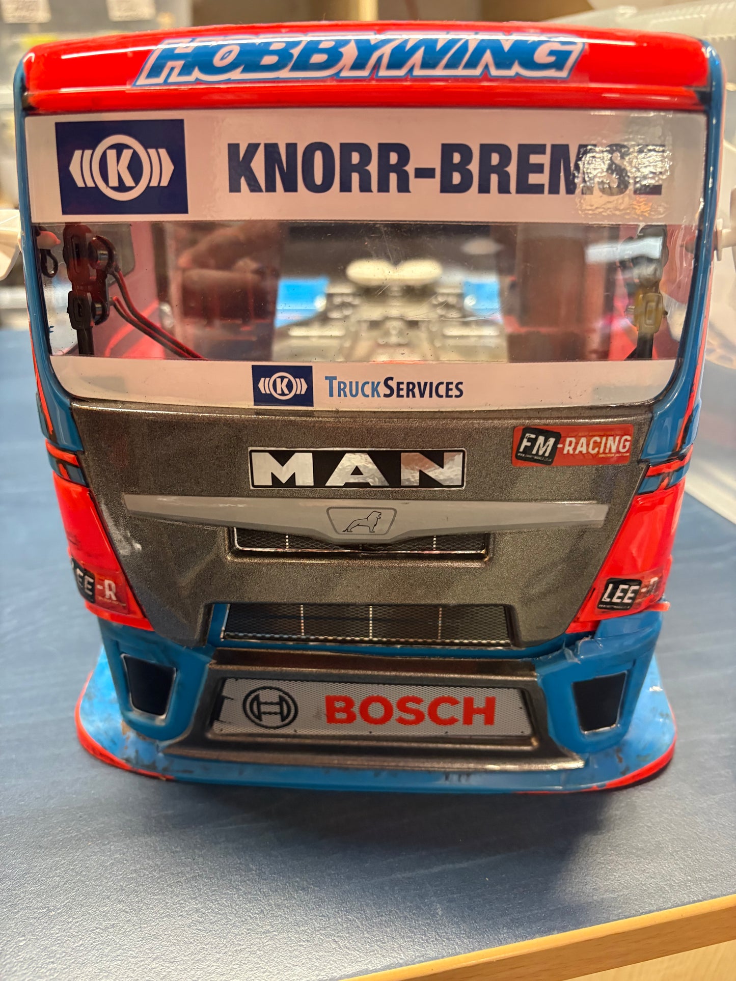 Used Race Body - RC Body - 1/10 190mm Man TGS for Tamiya 1/14 TT01E Euro Trucks (good condition and includes lights)