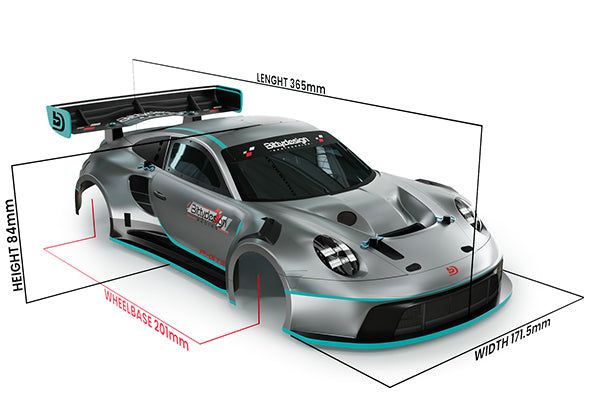 Bitty Design - P-GT3R GT12 & LMGT3 class Body Shell (Clear Lexan 1/12) - BD-GT12-PGT3R