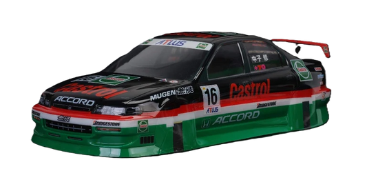 1/10 190mm Wide RC Touring Car Body Shell - Clear Lexan - Honda Accord Bodyshell Castrol Racing Livery (257mm Wheelbase / 190mm Wide) - everything in photo included)