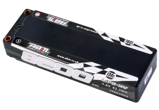 (SALE) ABM - 2S Lipo HV Car Battery 8200mah 7.6V 130C (5mm Bullets) (L138.6mm, W46.7mm, H25mm) BRCA Approved - ABM20004