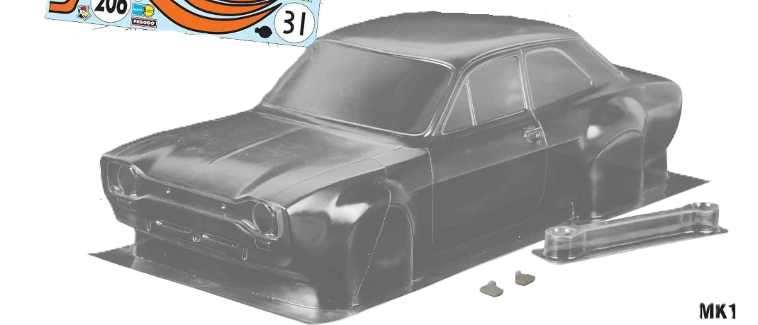 1/10 190mm Wide RC Touring Car Body Shell - Clear Lexan - Mk1 Escort Bodyshell Gulf Racing Livery (257mm Wheelbase / 190mm Wide) - everything in photo included)