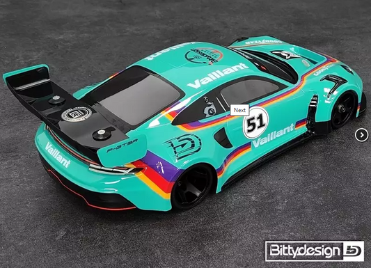 Bitty Design - P-GT3R 'Porsche GT3' (LMGT3) 1/12 GT12 Clear Body - BD GT12-PGT3R (WB 200mm - Width R170/F166mm)