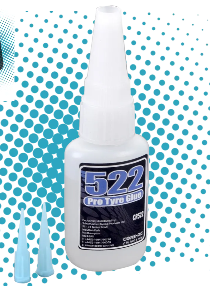 CORE RC - 522 PRO RC TYRE/TIRE THIN CLEAR GLUE + 2 NOZZLES - CR522