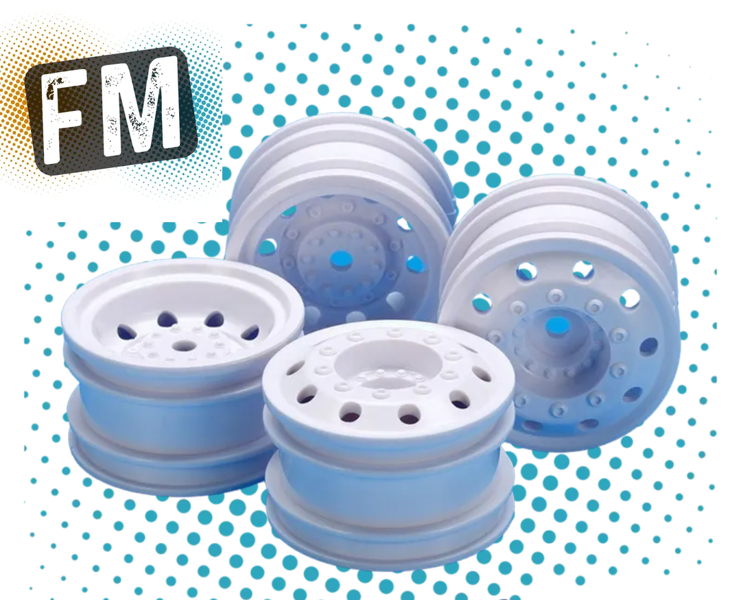 TAMIYA 54964 - TT01E RC 1/14 EURO TRUCK WHEELS F&R (WHITE) (2Pcs Each)