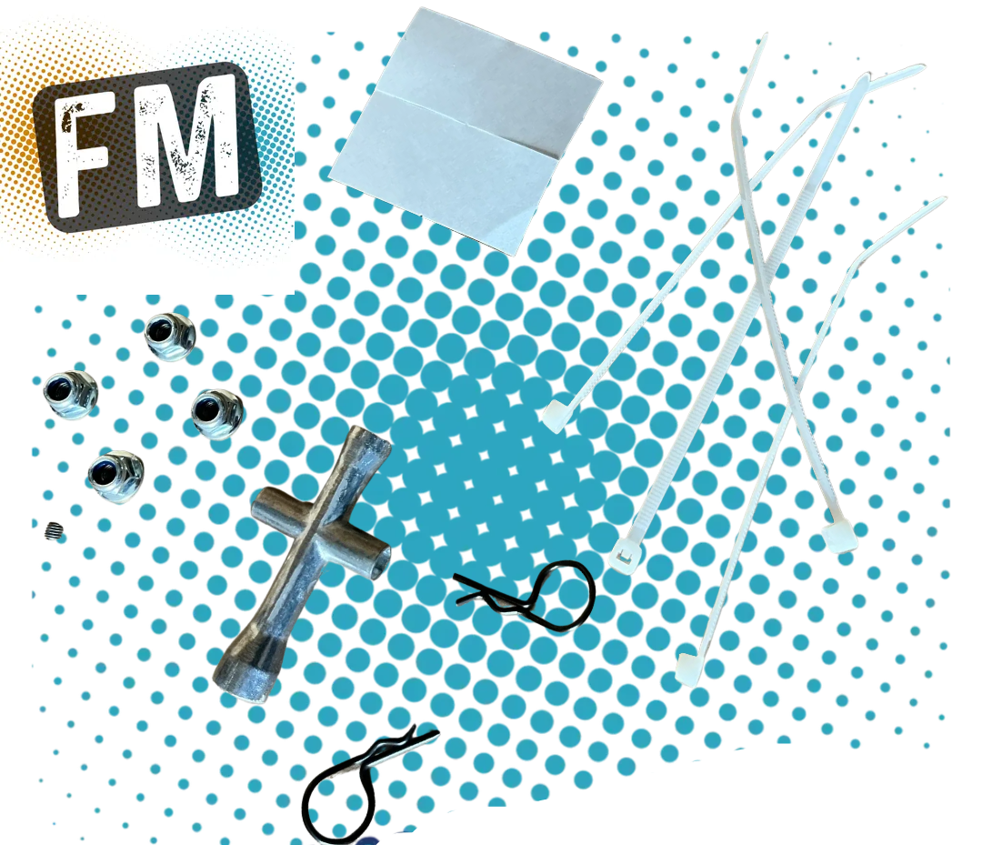 TAMIYA TT01E Euro Truck Parts - 4X WHEEL NUTS, 1X SPANNER, TIE RAPS, 2X DOUBLE SIDED TAPE, 1X GRUB SCREW & 2X BODY CLIPS