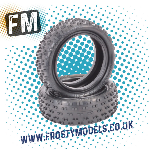 SCHUMACHER STAGGER 1/10 2.2IN BUGGY TYRE/TIRES 4WD FRONT WIDE YELLOW - U6810