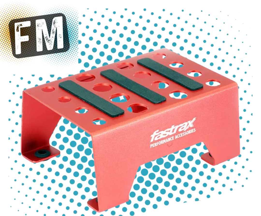 FASTRAX RED 1/10 RC CAR ALLOY METAL PIT STAND/SHOCK JIG/MAGNETIC - FAST410R