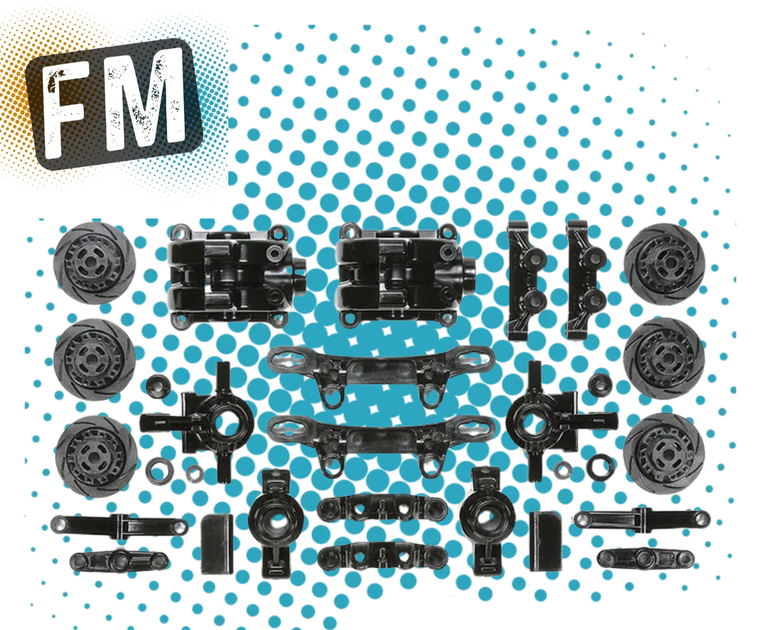TAMIYA 51527 - TT02 - A Parts (Uprights, Disc Hex's, Shock Towers, Suspension Mounts, Gear Box Covers)