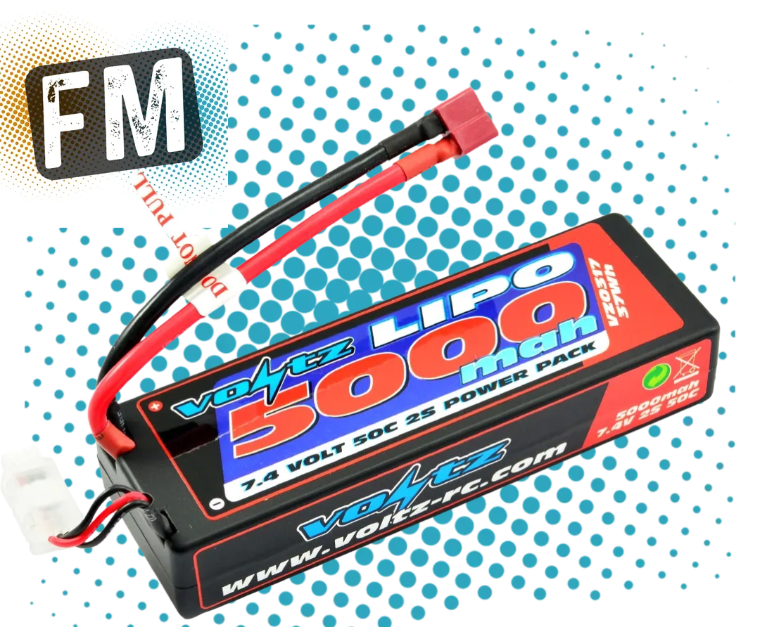 VOLTZ - RC CAR LIPO BATTERY 5000MAH 2S 7.4V 50C HARDCASE STICK PACK - DEANS - VZ0317