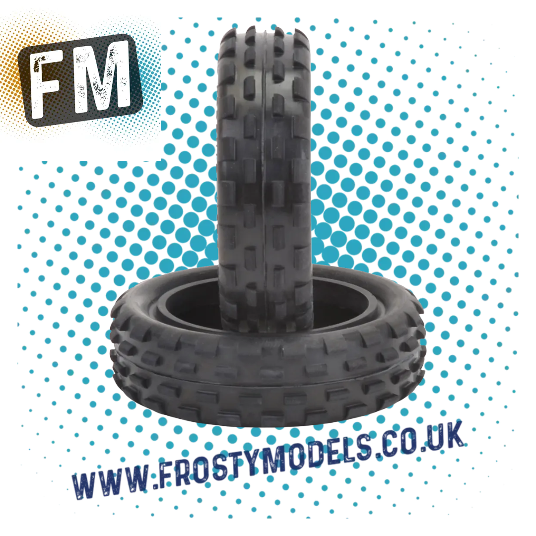 SCHUMACHER STAGGER RIB 1/10 2.2IN BUGGY TYRE/TIRES 2WD FRONT SLIM YELLOW - U6592