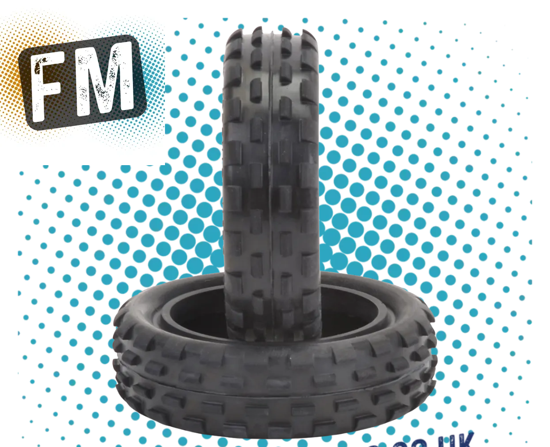 SCHUMACHER STAGGER RIB 1/10 2.2IN BUGGY TYRE/TIRES 2WD FRONT SLIM YELLOW - U6592