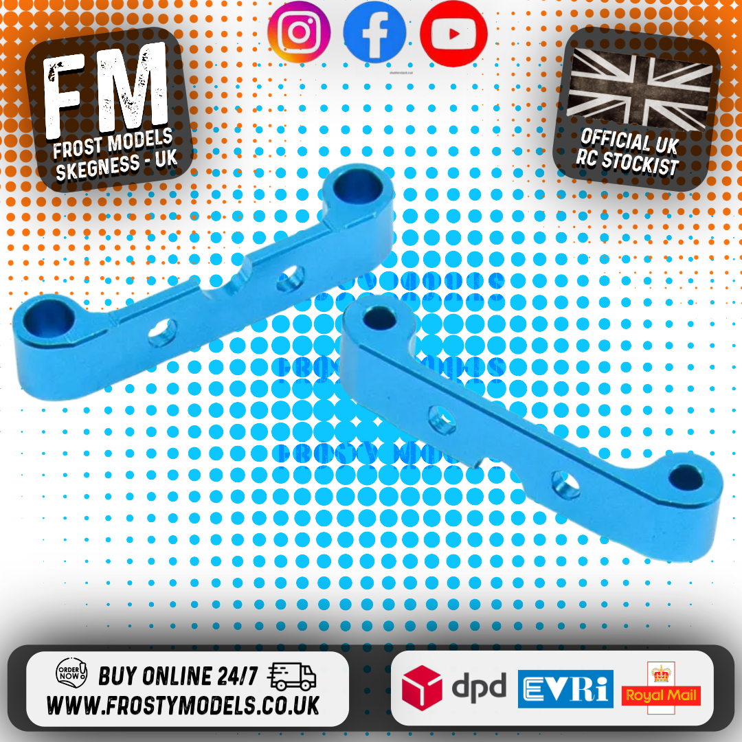 RC OVERHAUL - Fits Tamiya TT01E ALLOY F&R UPPER SUSPENSION MOUNTS (BLUE) - G-RCO-TAM02 (FITS EURO TRUCK)