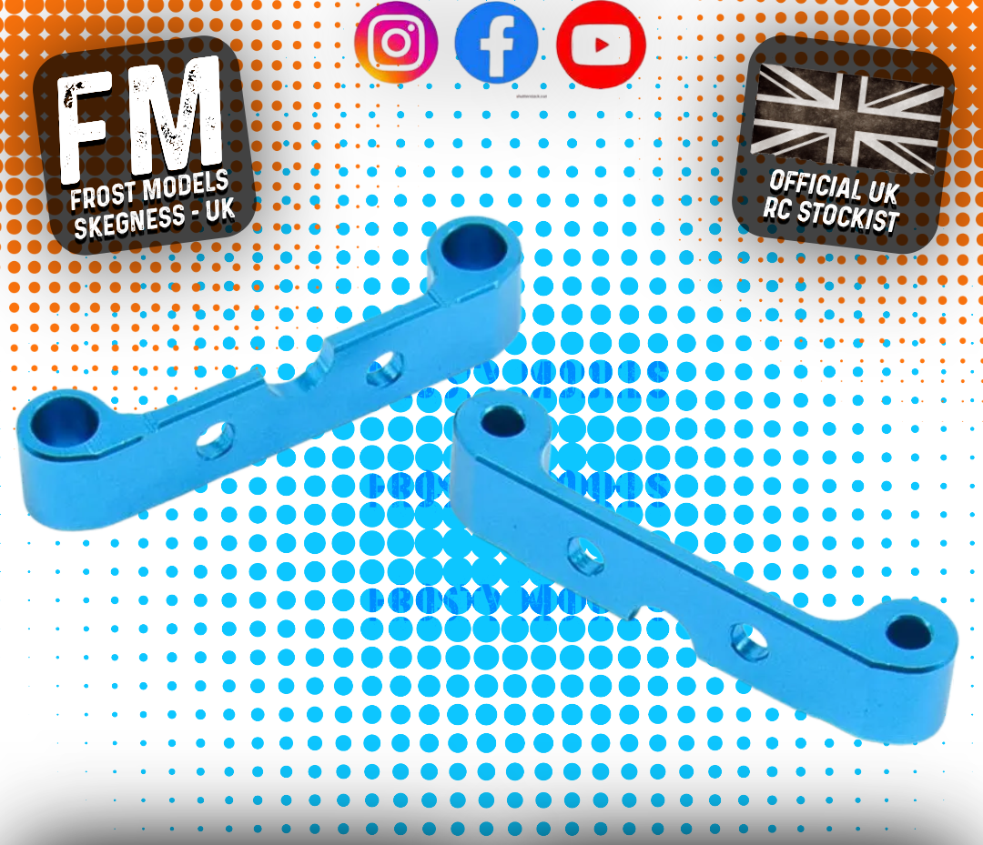 RC OVERHAUL - Fits Tamiya TT01E ALLOY F&R UPPER SUSPENSION MOUNTS (BLUE) - G-RCO-TAM02 (FITS EURO TRUCK)