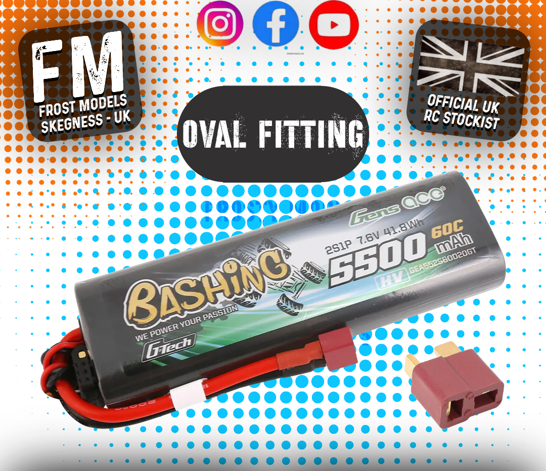 GENS ACE - G-TECH LIPO RC BATTERY Round Case 2S 7.4v 5500mAh 60C DEAN T-PLUG (FITS TAMIYA TT01E)