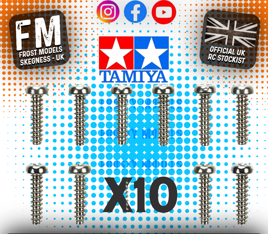 TAMIYA - (10PCS) RC 2X8MM TAPPING BUTTON HEAD SCREWS 44002 - 50573 (FOR TT01/TT02 & OTHERS)